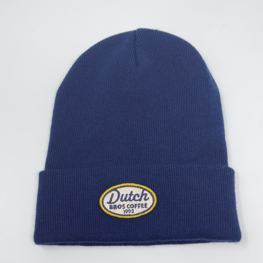 Dutch Bros Coffee‎ 1992 Navy Blue Embroidered Cuffed Beanie Hat OS Acrylic